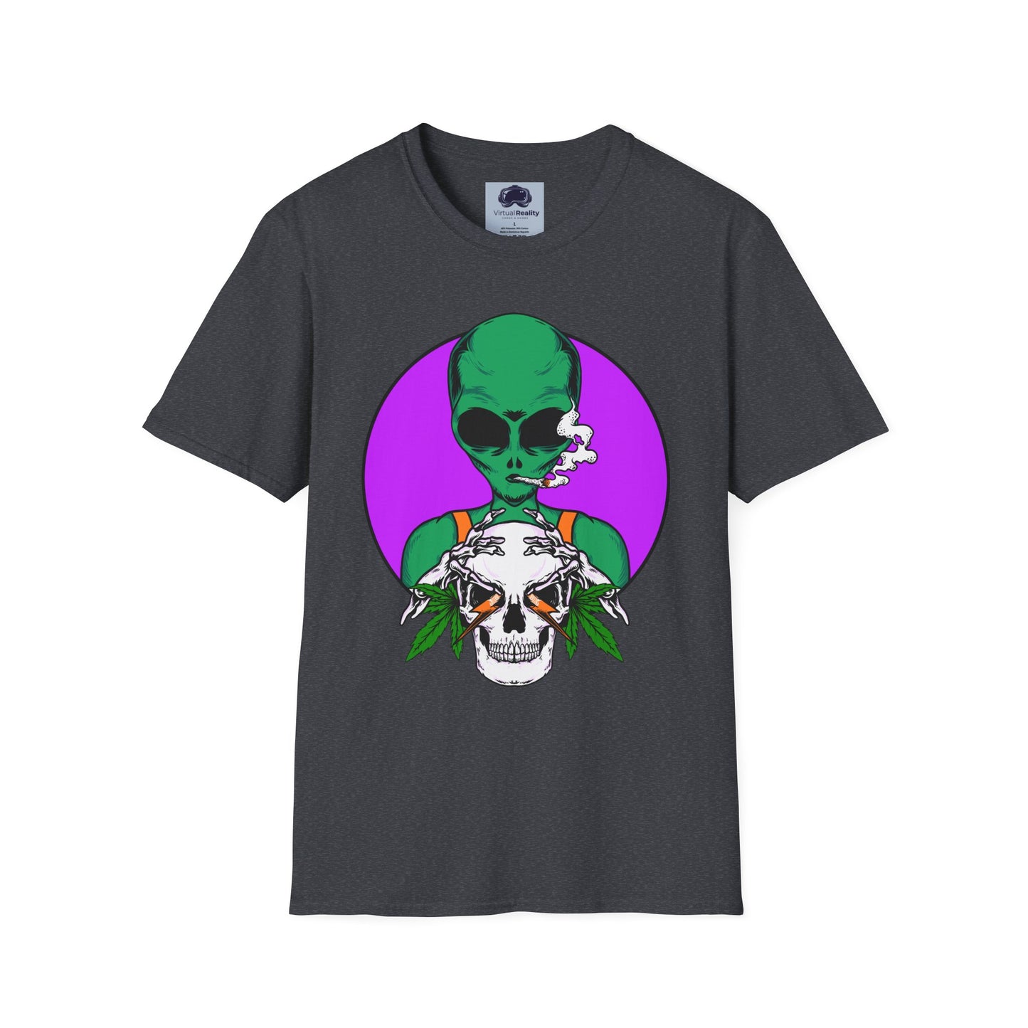 Alien Smoking - Unisex Softstyle T-Shirt - Trippy 420 Teeshirt - Psychedelic Mushrooms