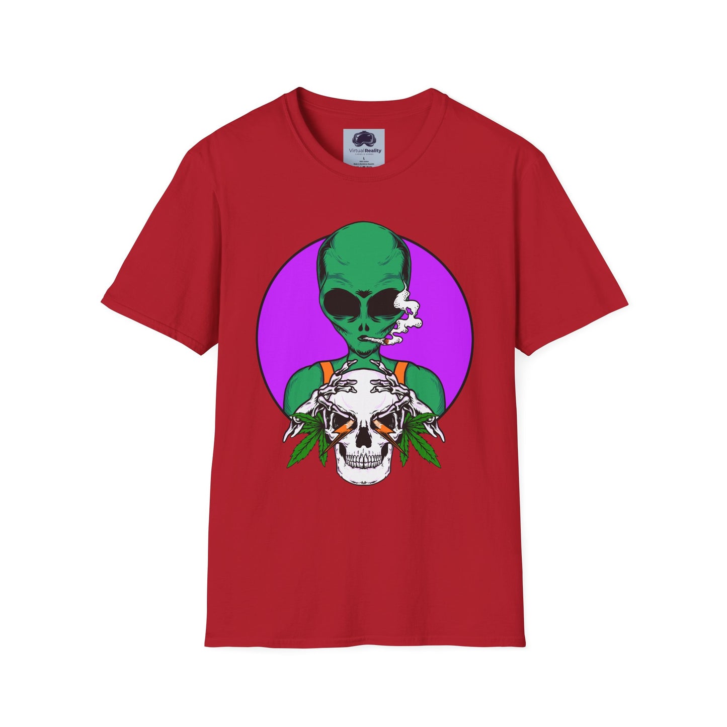 Alien Smoking - Unisex Softstyle T-Shirt - Trippy 420 Teeshirt - Psychedelic Mushrooms
