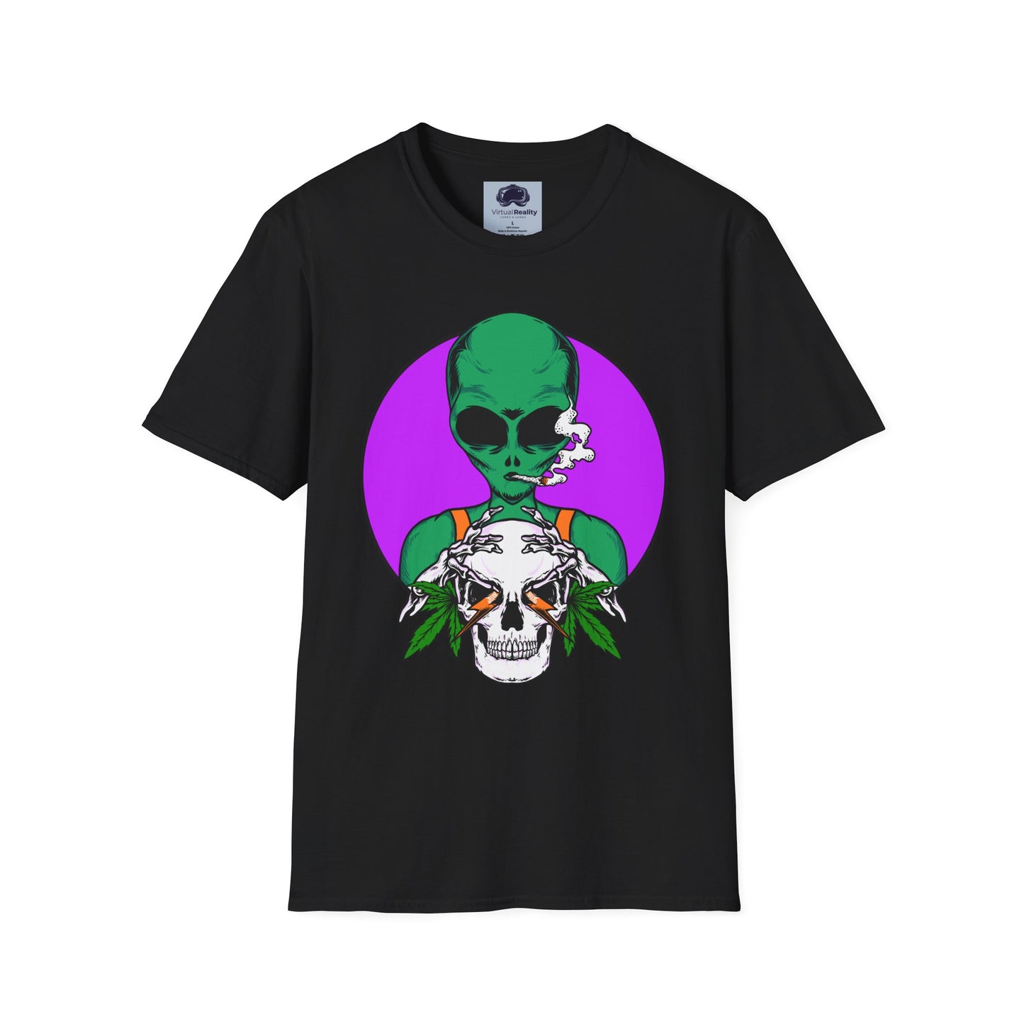 Alien Smoking - Unisex Softstyle T-Shirt - Trippy 420 Teeshirt - Psychedelic Mushrooms