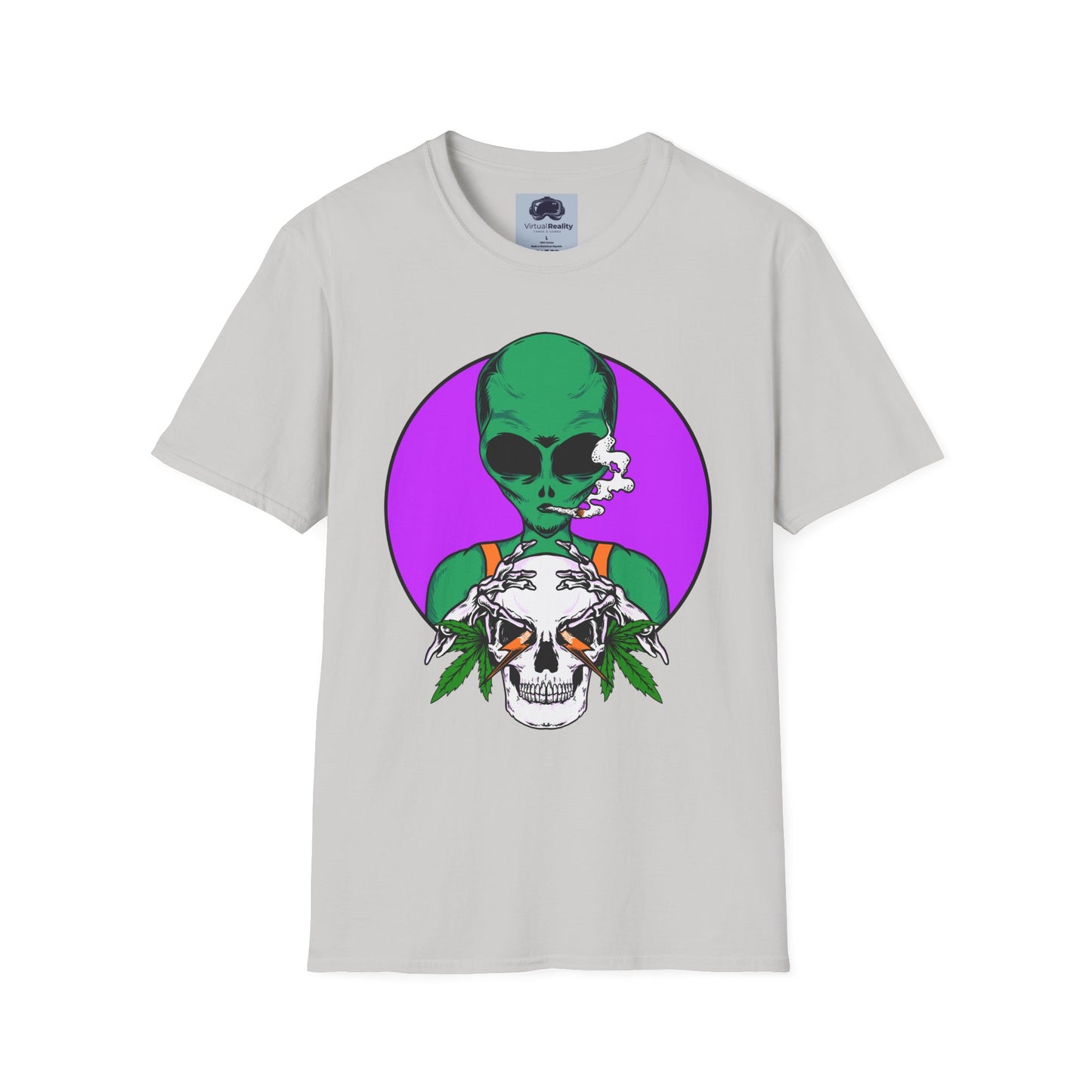Alien Smoking - Unisex Softstyle T-Shirt - Trippy 420 Teeshirt - Psychedelic Mushrooms