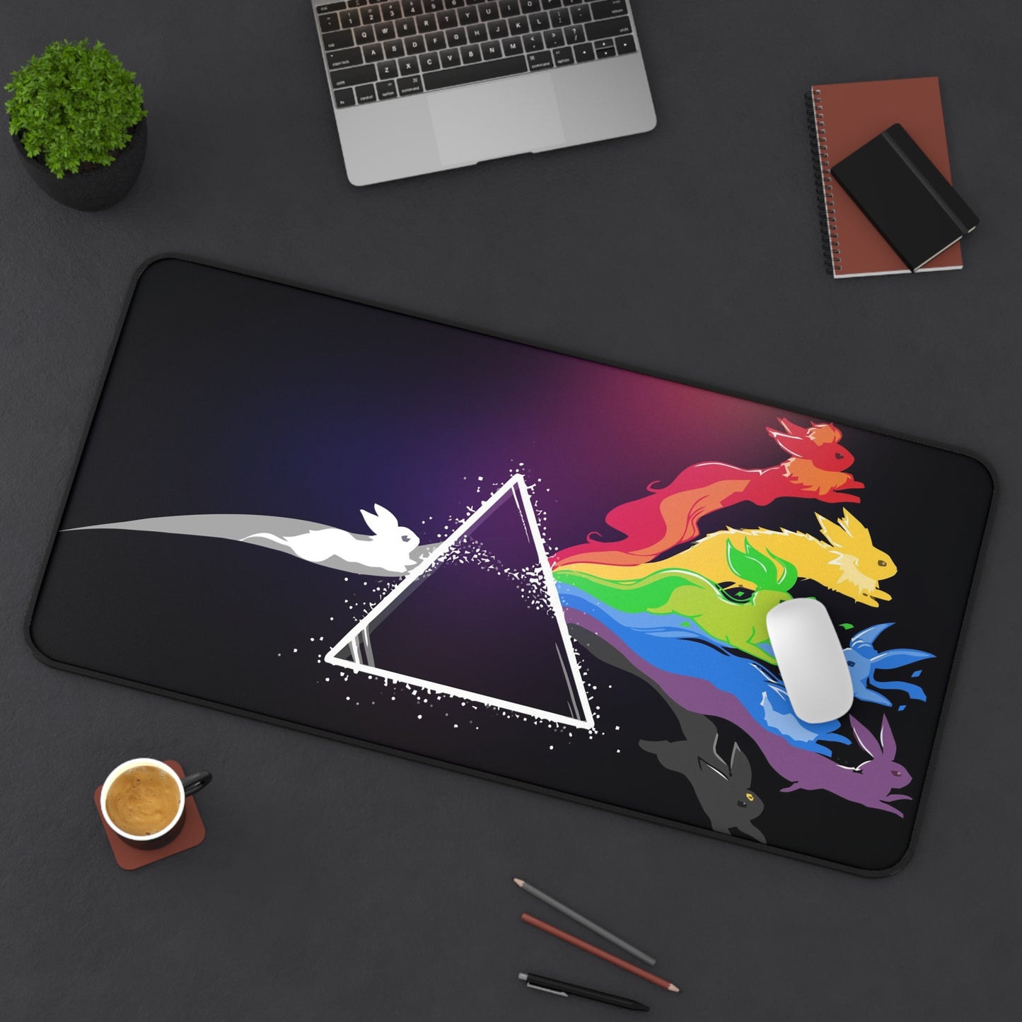 Rainbow Fox Desk Mat