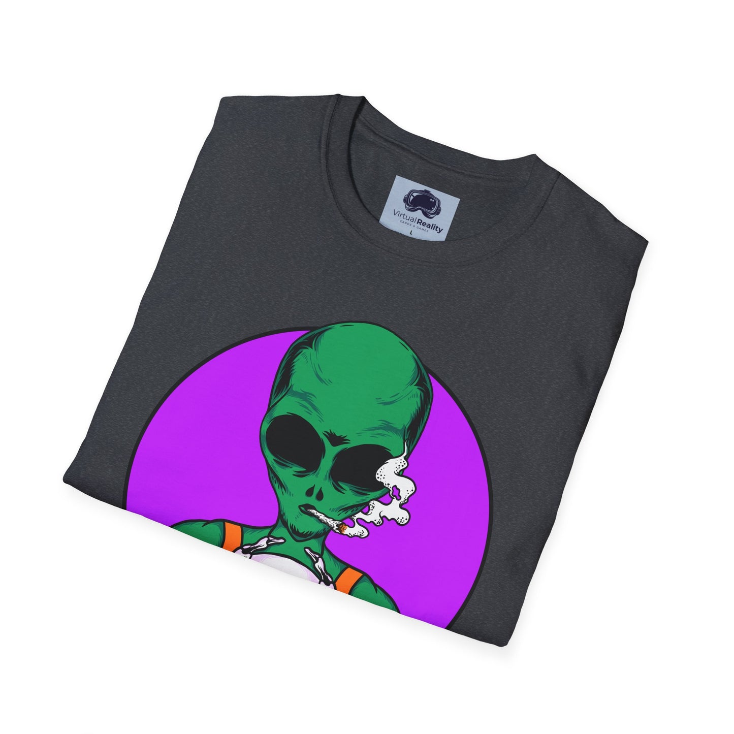 Alien Smoking - Unisex Softstyle T-Shirt - Trippy 420 Teeshirt - Psychedelic Mushrooms