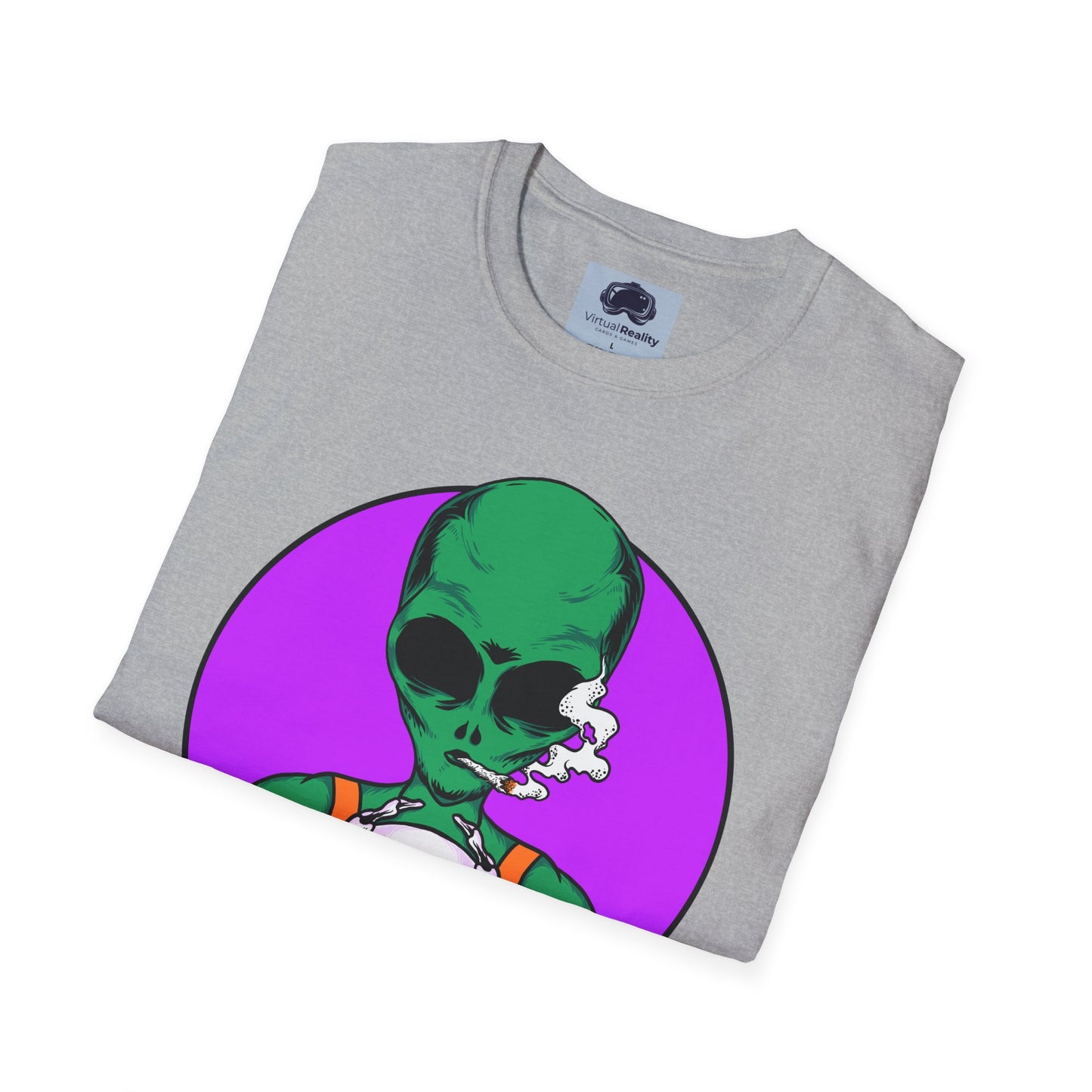 Alien Smoking - Unisex Softstyle T-Shirt - Trippy 420 Teeshirt - Psychedelic Mushrooms