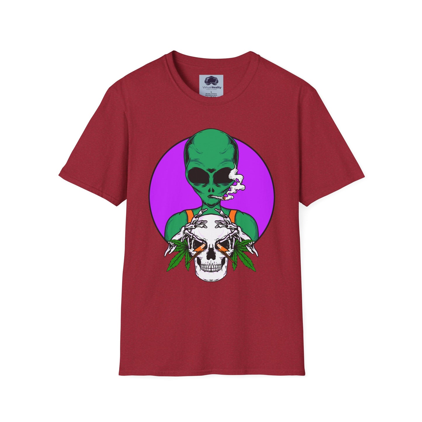 Alien Smoking - Unisex Softstyle T-Shirt - Trippy 420 Teeshirt - Psychedelic Mushrooms