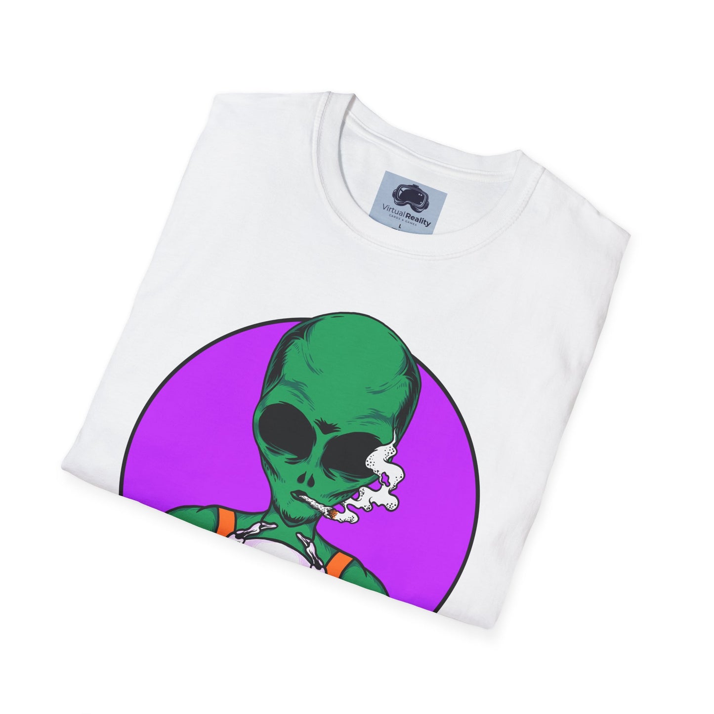 Alien Smoking - Unisex Softstyle T-Shirt - Trippy 420 Teeshirt - Psychedelic Mushrooms