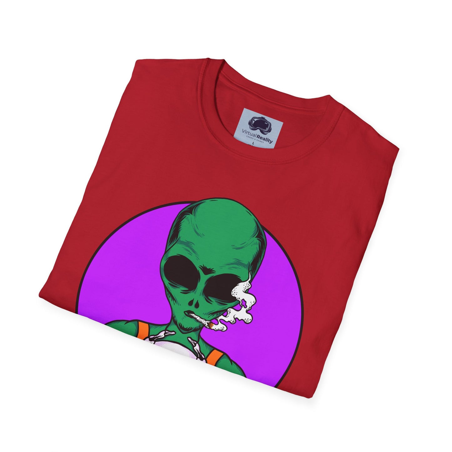 Alien Smoking - Unisex Softstyle T-Shirt - Trippy 420 Teeshirt - Psychedelic Mushrooms