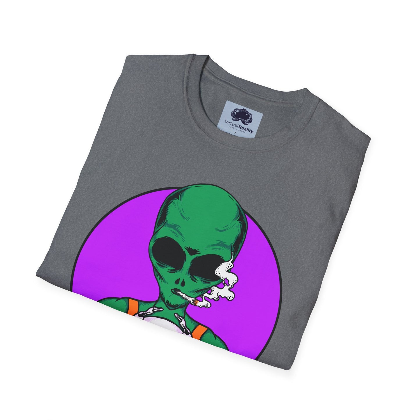 Alien Smoking - Unisex Softstyle T-Shirt - Trippy 420 Teeshirt - Psychedelic Mushrooms
