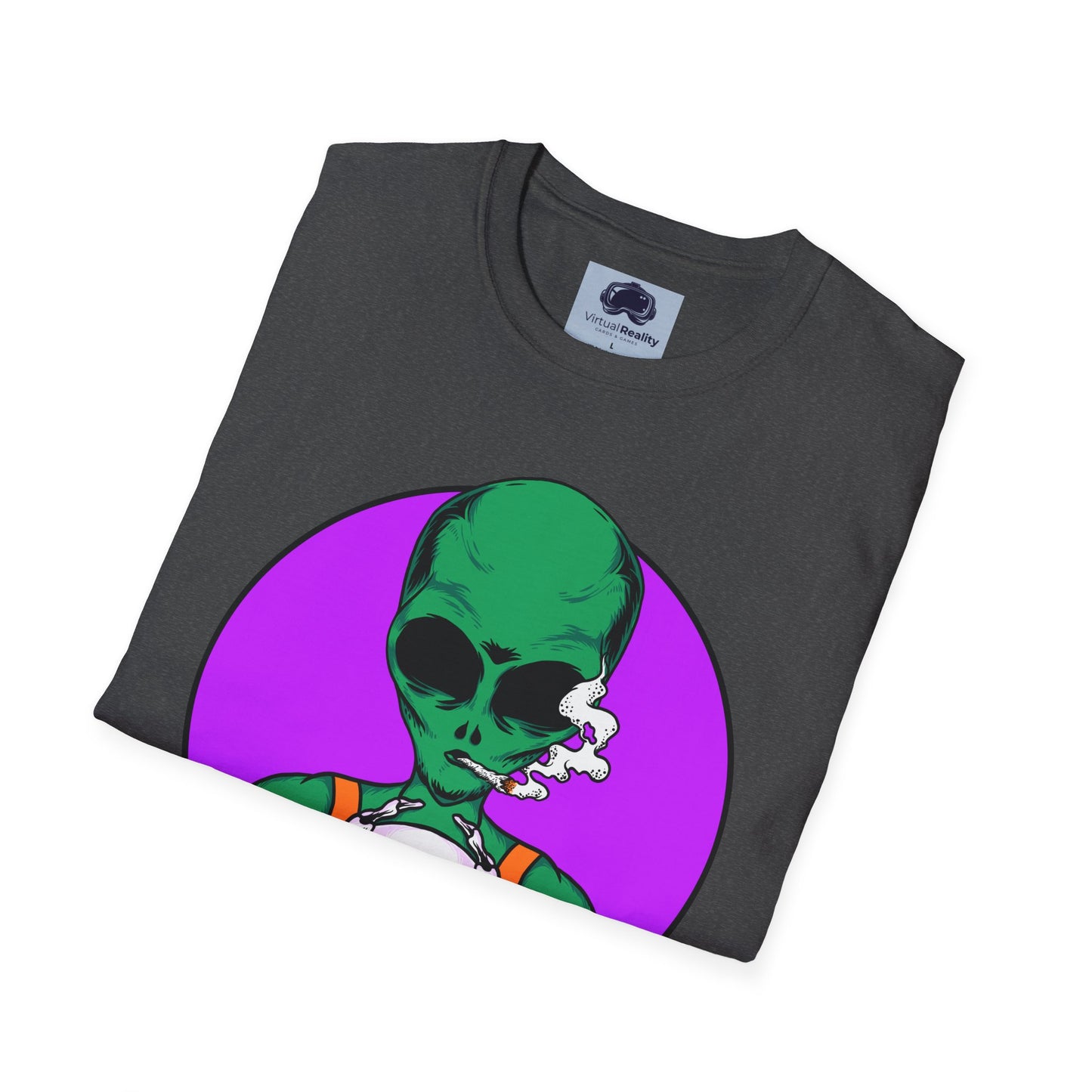 Alien Smoking - Unisex Softstyle T-Shirt - Trippy 420 Teeshirt - Psychedelic Mushrooms