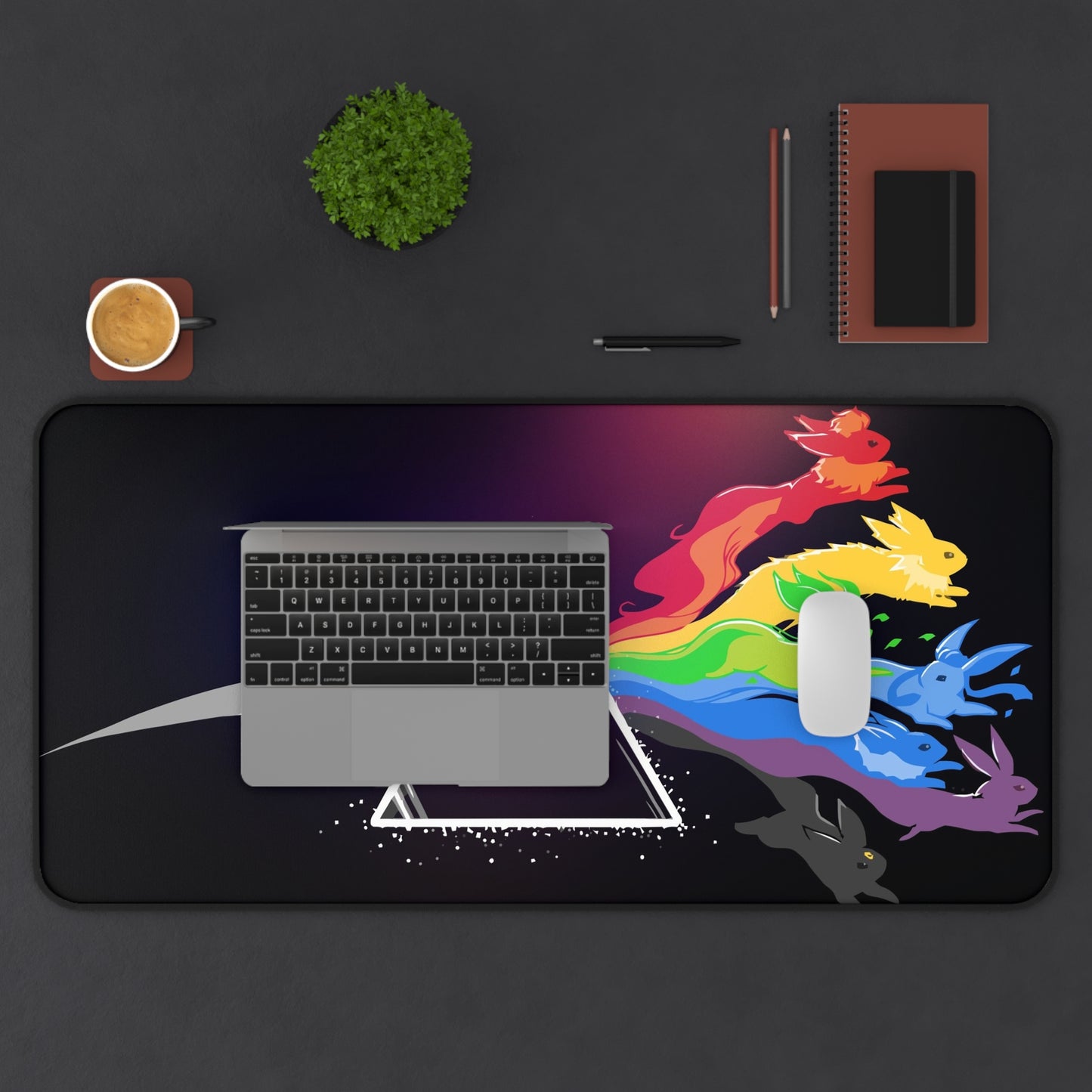 Rainbow Fox Desk Mat